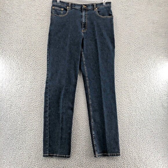 Chicos Jeans Womens 1 US 8 Blue Dark Wash Denim Stretch Mid Rise Tapered Slim - Picture 1 of 11